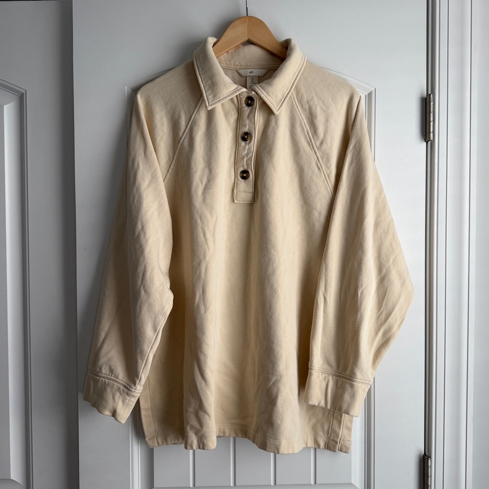 H&M Beige Button Sweatshirt
